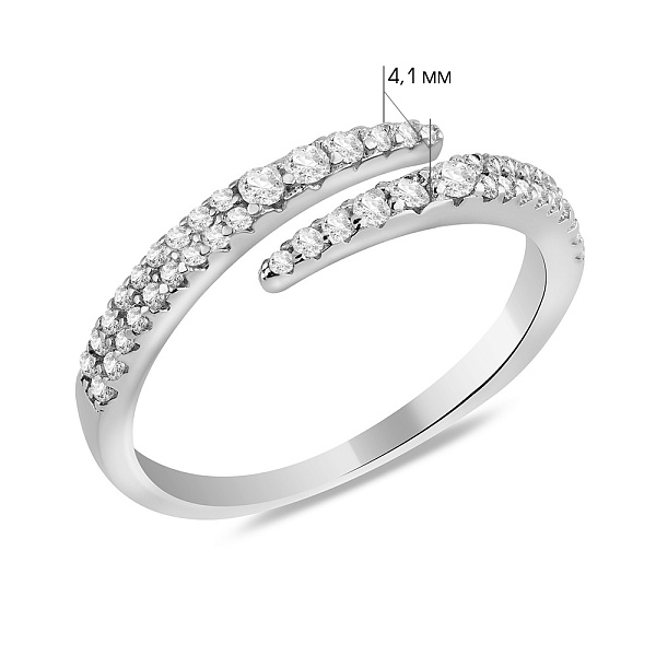 Серебряное незамкнутое кольцо с фианитами (арт. 7501/7078) – изображение 2