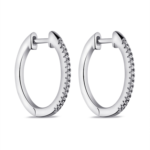 Серебряные серьги-кольца с фианитами (арт. 7502/9784/20) – изображение 1