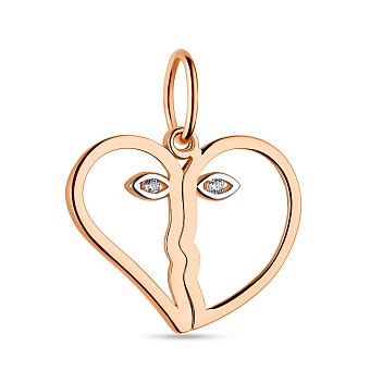 Фото Підвіс Серце з червоного золота (арт. 424376)