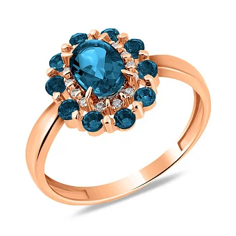 Золотое кольцо с топазом и фианитами (арт. 141108Пл)