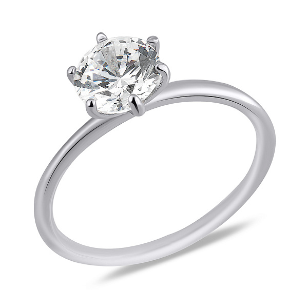 Кольцо серебряное с одним фианитом (арт. 7501/7060) – изображение 1