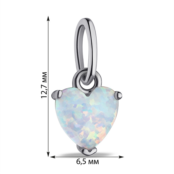 Серебряная подвеска Сердце с белым опалом (арт. 7503/ПК2ОПБ/1164) – изображение 2