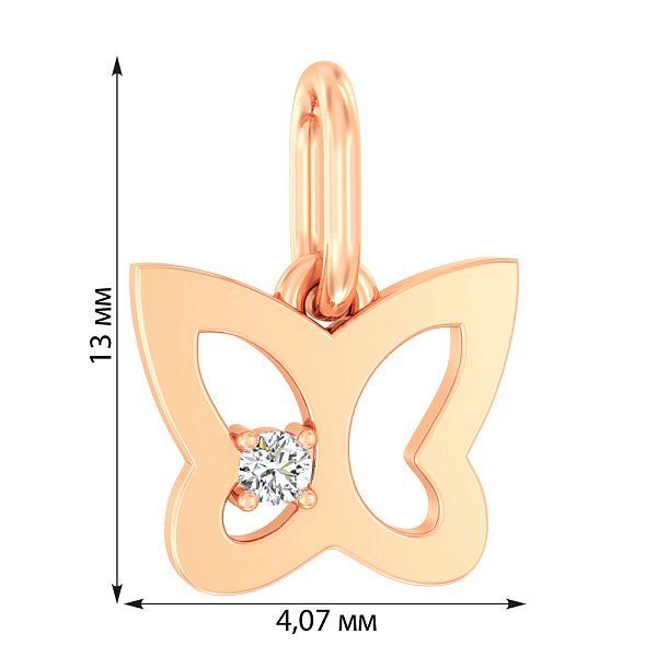 Золотая подвеска Бабочка с фианитом (арт. 440508) – изображение 2