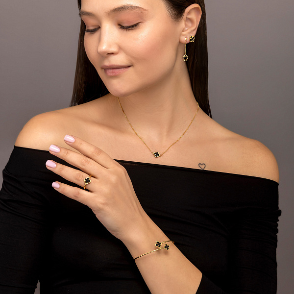 Браслет з жовтого золота з чорними фіанітами (арт. 3261233жч) – зображення 6