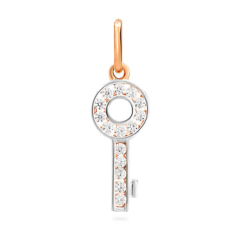Золотая подвеска Ключик с фианитами (арт. 421966)