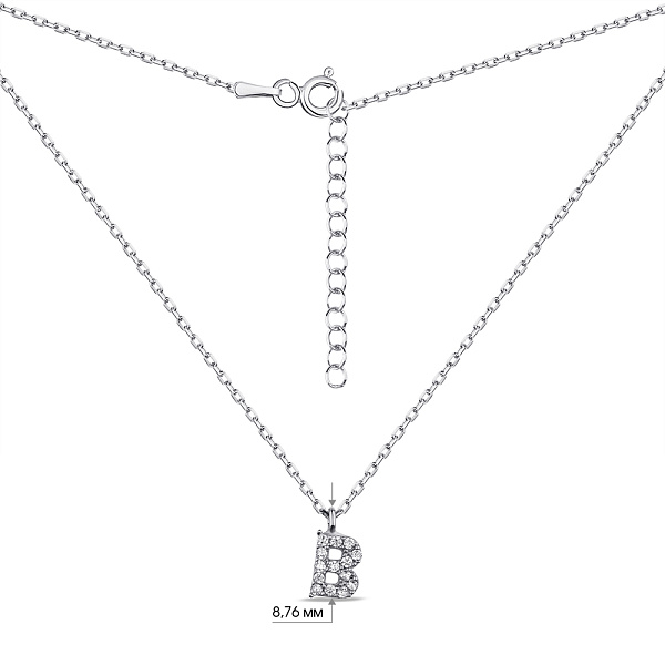 Серебряное колье Буква В с фианитами (арт. 7507/2155) – изображение 3