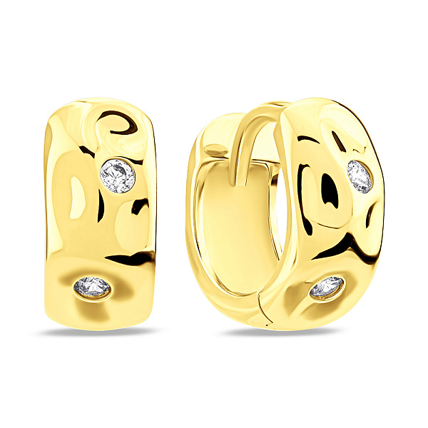 Серебряные серьги-кольца с россыпью фианитов (арт. 7502/9704/10ж) – изображение 1