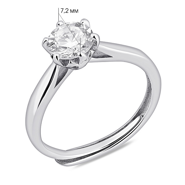 Серебряное кольцо с одним фианитом (арт. 7501/8088) – изображение 2