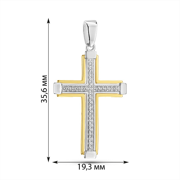 Хрестик з білого і жовтого золота з діамантами (арт. П011798010бж) – зображення 2