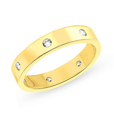 Кольцо из серебра с желтым родированием и фианитами  (арт. 7501/4092ж)
