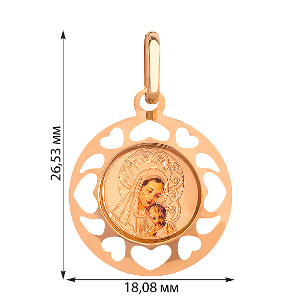 Золота ладанка іконка Божа Матір з немовлям (арт. 421055) – зображення 2
