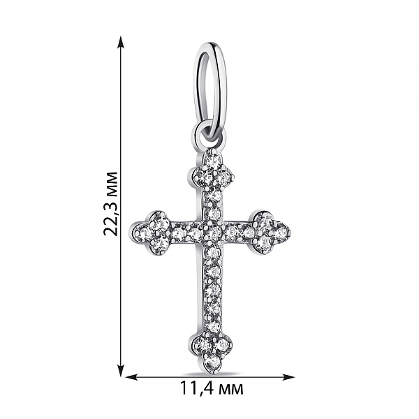 Хрестик зі срібла з фіанітами  (арт. 7503/П2Ф/328) – зображення 2