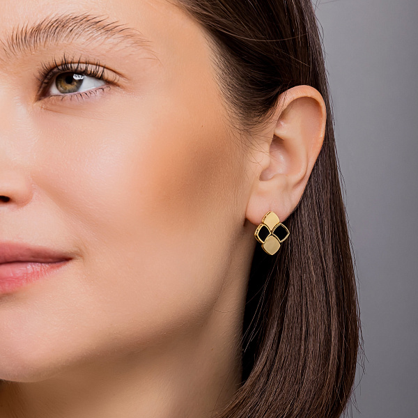 Золотые серьги Francelli с ониксом (арт. 1091342жо) – изображение 3