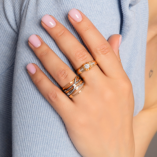 Каблучка Синергія з червоного та білого золота (арт. 140732) – зображення 2