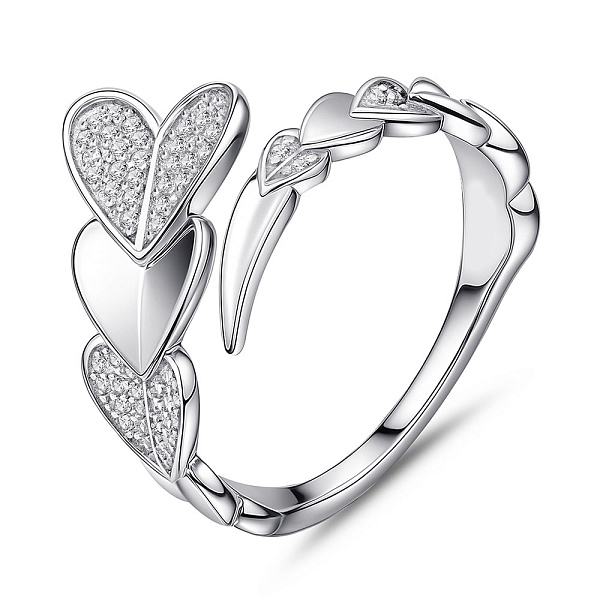 Серебряное незамкнутое кольцо Сердце (арт. 7501/8134) – изображение 1