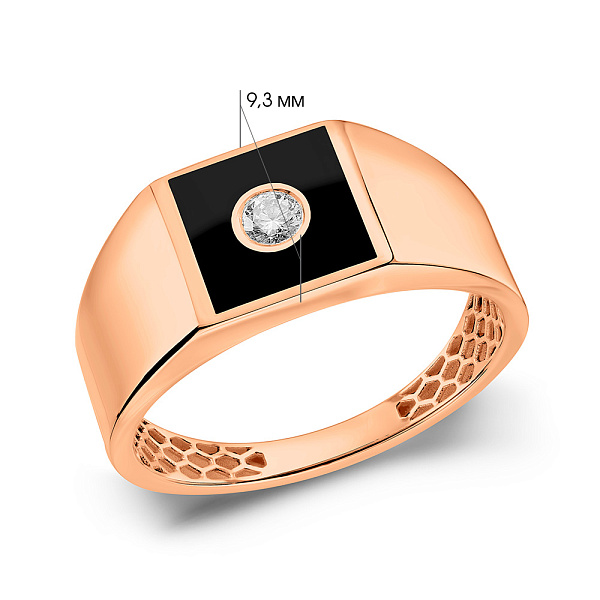 Золотая печатка с эмалью и бриллиантом (арт. К170089010еч) – изображение 3