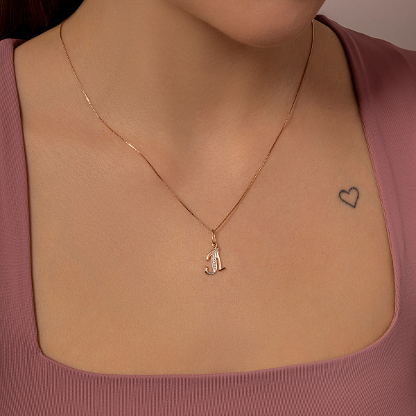 Золотий кулон Літера Л з фіанітами (арт. 440284) – зображення 2