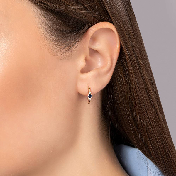 Золотые серьги с сапфиром и бриллиантами (арт. С011359с) – изображение 2