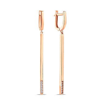 Фото Золоті сережки-підвіски з фіанітами (арт. 1091080)