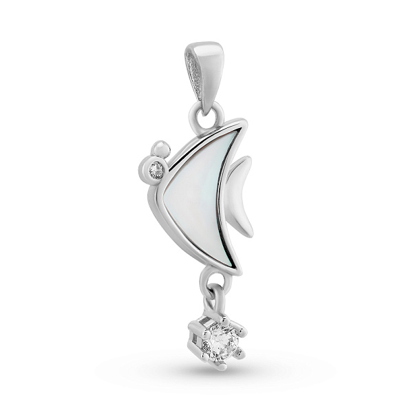 Серебряный подвес Рыбка с перламутром и фианитами (арт. 7503/4426п) – изображение 1