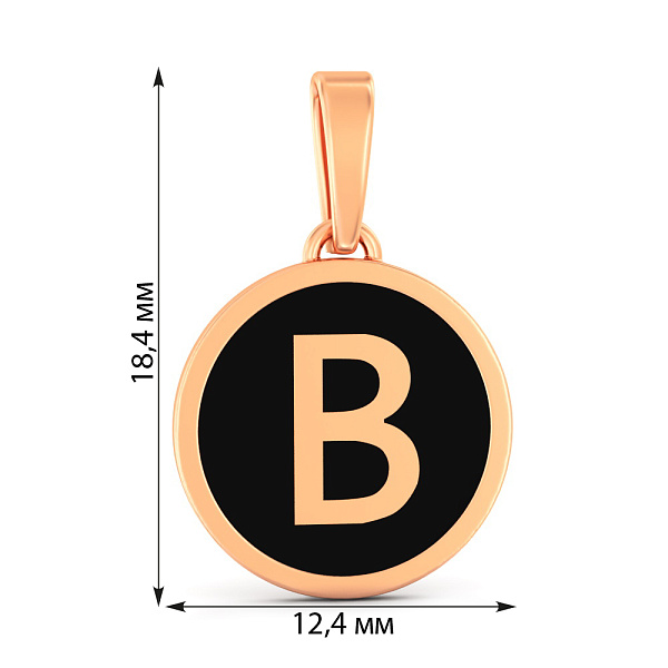 Кулон Буква В из красного золота с эмалью (арт. 440993еч) – изображение 2