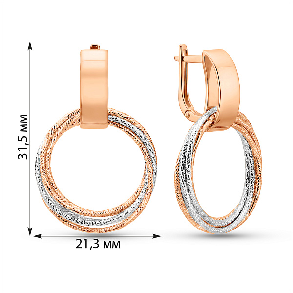 Сережки з червоного і білого золота (арт. 1101056кб) – зображення 3