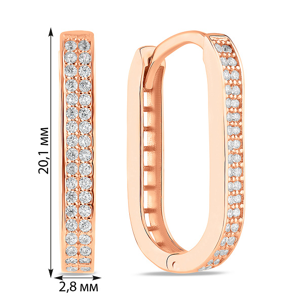 Золотые сережки с дорожкой из фианитов (арт. 1091072/20) – изображение 4