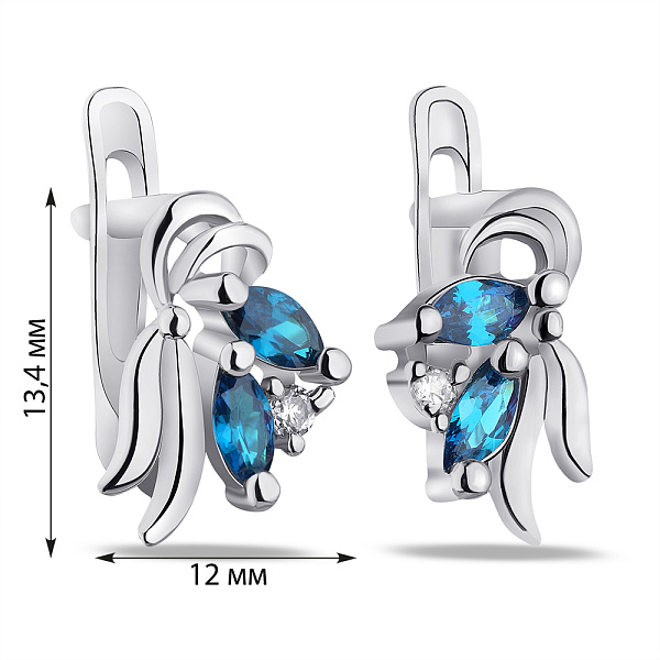 Серьги из серебра с фианитами (арт. 7502/СК2ФЛТ/001) – изображение 2