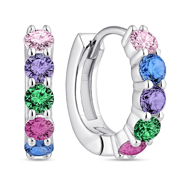 Серебряные серьги-конго с дорожкой из альпинитов (арт. 7502/10003/15ацв) – изображение 1