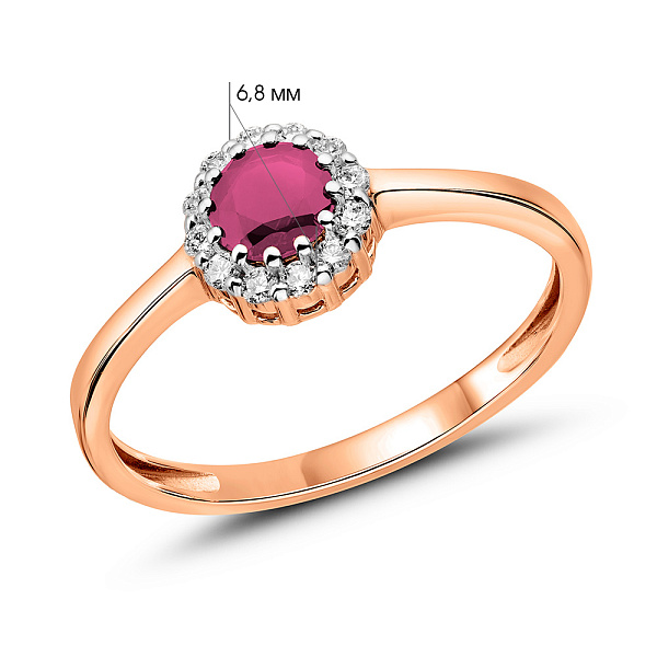 Золотое кольцо с рубином и бриллиантами (арт. К011078р) – изображение 3