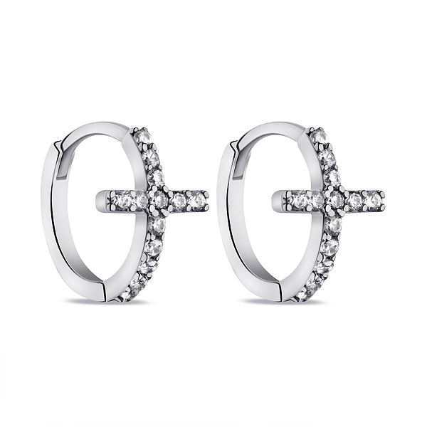 Серебряные серьги-кольца с фианитами (арт. 7502/9506/10) – изображение 1