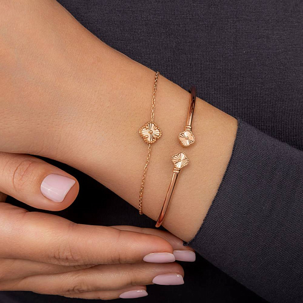 Браслет з червоного золота Конюшина з алмазною гранню (арт. 3261172/9а) – зображення 3