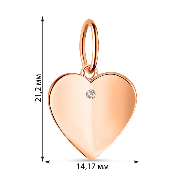 Подвес Сердце из красного золота с одним фианитом (арт. 424504) – изображение 2