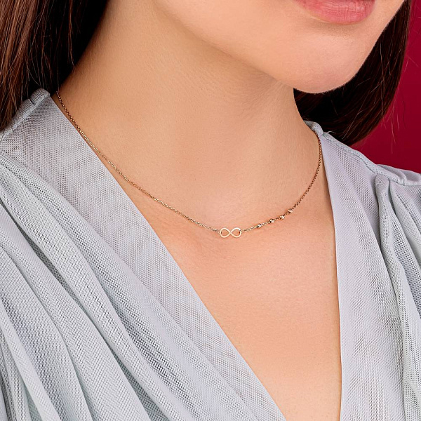 Золотое колье Бесконечность с шариками (арт. 352501) – изображение 3