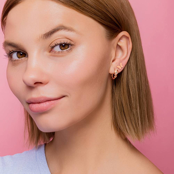 Серьги из красного золота с фианитами (арт. 1091394) – изображение 3