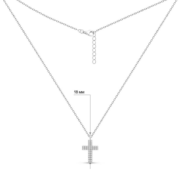 Срібне кольє Хрестик з доріжкою із фіанітів (арт. 7507/2341) – зображення 3