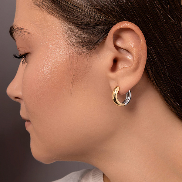 Сережки кільця з жовтого та білого золота (арт. 110462жб) – зображення 3