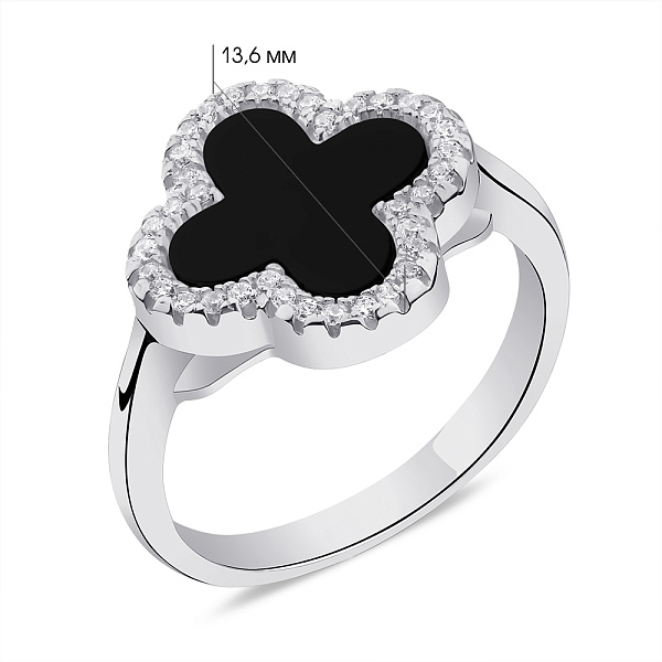Кольцо из серебра с ониксом и фианитами (арт. 7501/6437/15о) – изображение 2