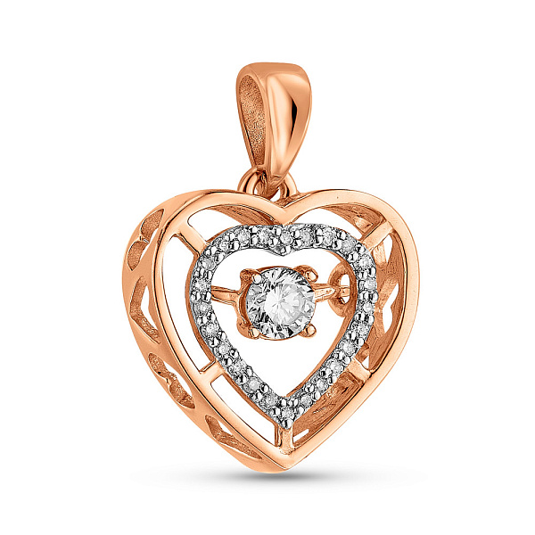 Підвіска Сердечко з золота з танцюючим діамантом (арт. 3109502201) – зображення 1