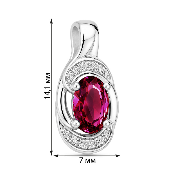 Серебряная подвеска с рубином и фианитами (арт. 7503/4923Р) – изображение 2