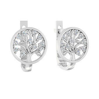 Серьги "Дерево жизни" из белого золота (арт. 110876б)