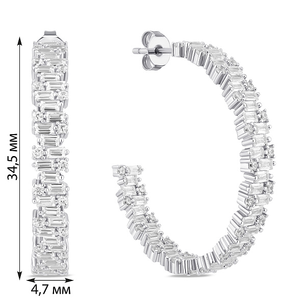 Серебряные серьги-полукольца с фианитами (арт. 7518/7303) – изображение 2