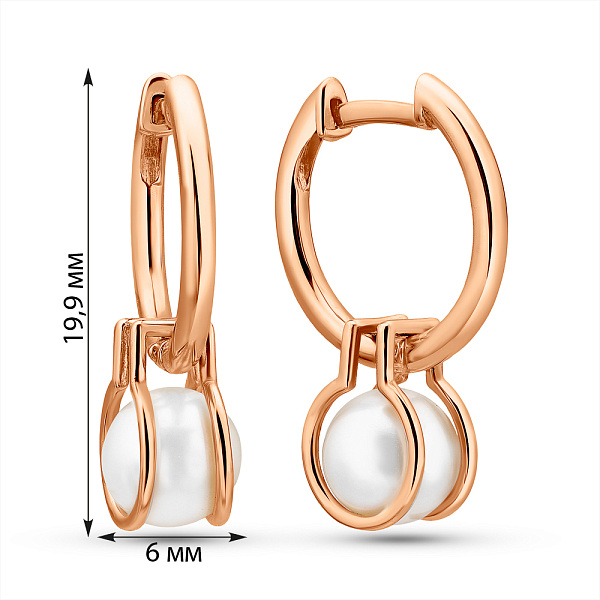 Серьги из красного золота с жемчугом (арт. 2192068101) – изображение 7