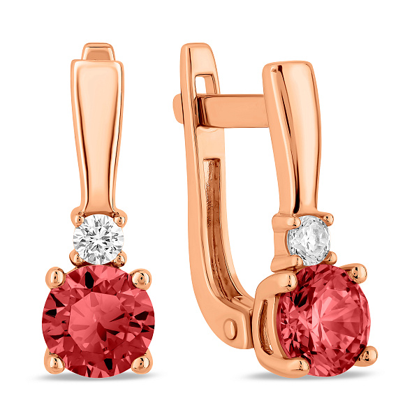 Детские золотые серьги с красными фианитами (арт. 110501к) – изображение 1