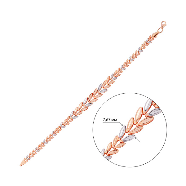 Золотой браслет в комбинированном цвете металла (арт. 324781кб) – изображение 2