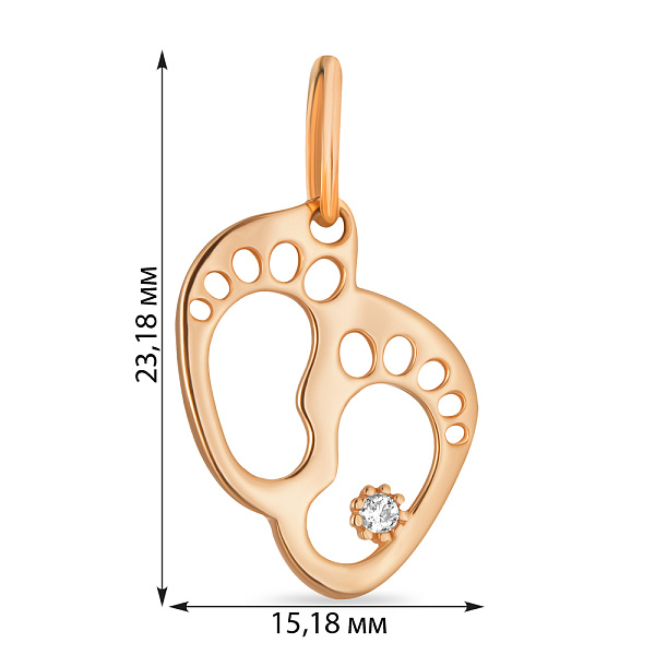 Подвеска Ножки младенца из красного золота (арт. 424089) – изображение 2