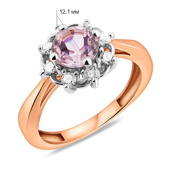 Золотое кольцо с кварцем и фианитами (арт. 141042ПмГ) – изображение 4