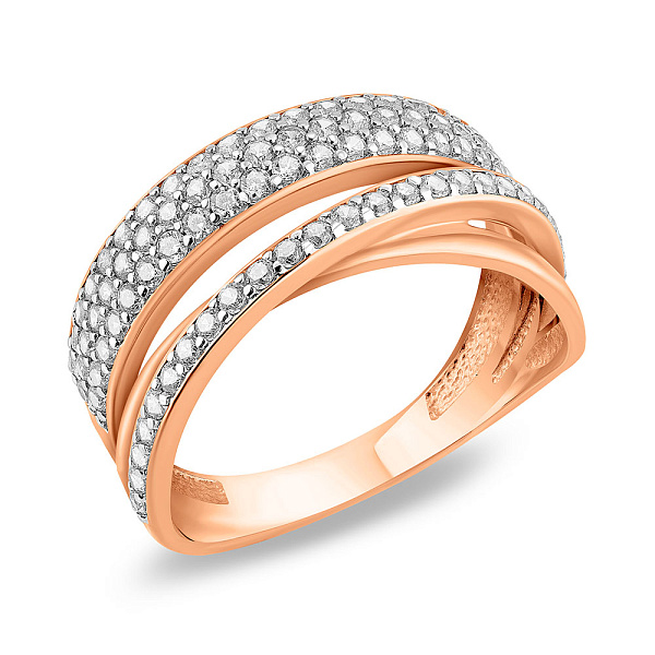 Золотое кольцо Синергия с фианитами (арт. 140428) – изображение 1