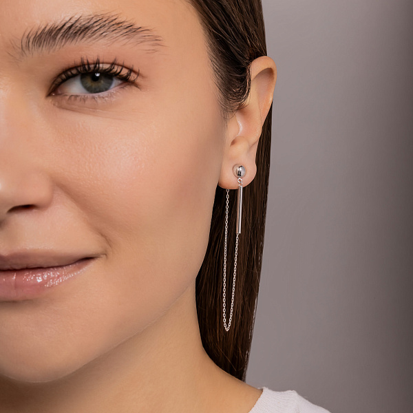 Золотые серьги с цепочкой (арт. 1091086б) – изображение 2