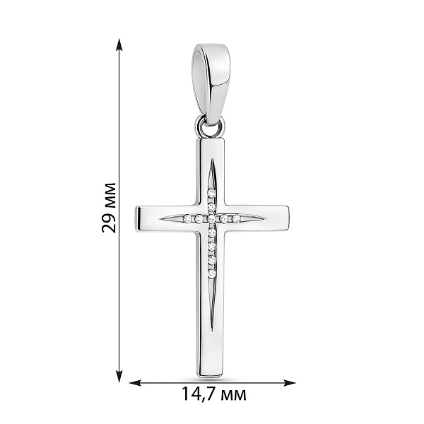 Крестик из белого золота с бриллиантами (арт. П011381б) – изображение 2